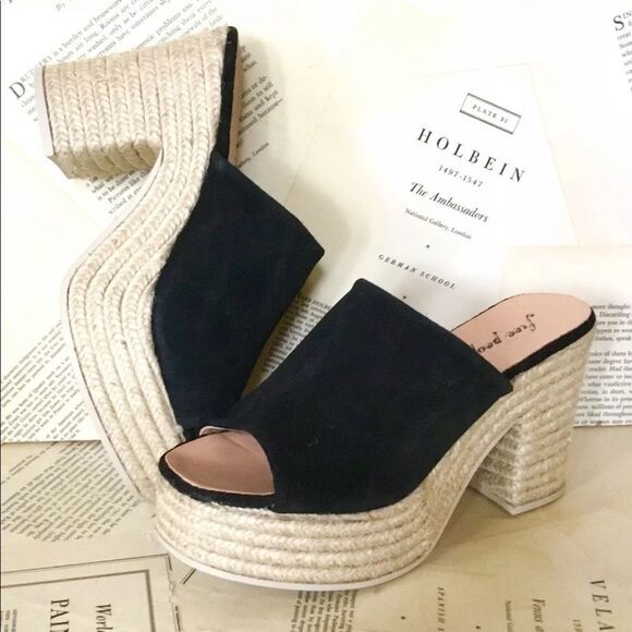 Free People Shoes - Free People Platform Sandal Black Suede Mule Heel